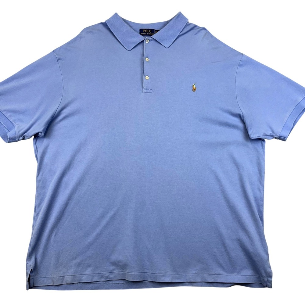 Polo Ralph Lauren Polo Shirt Mens Big 2X Blue Cotton‎ Jersey Pony Logo Casual